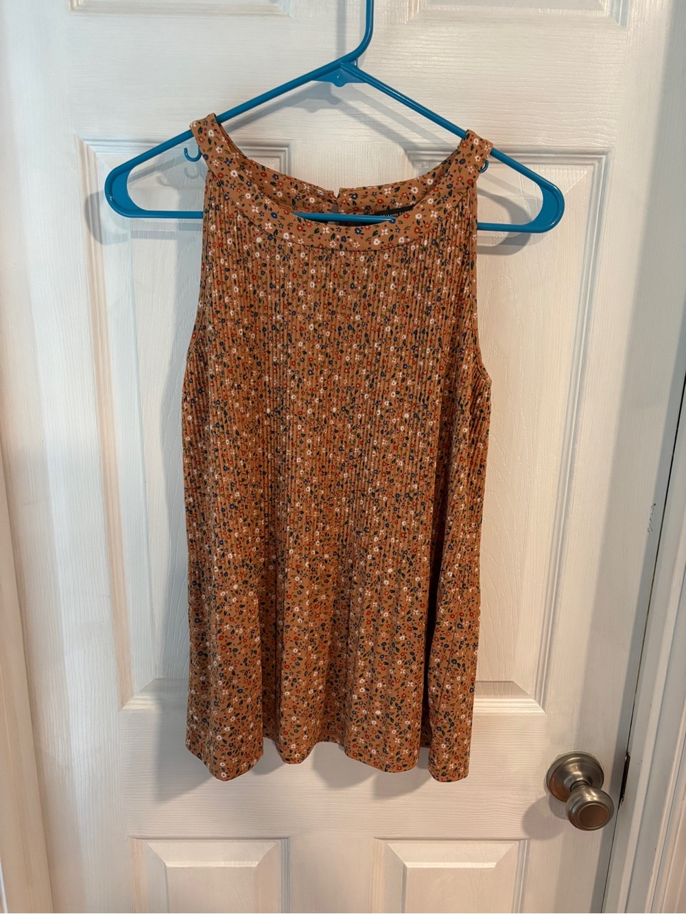 Adrianna Papell Rust Floral Ribbed Tank Top